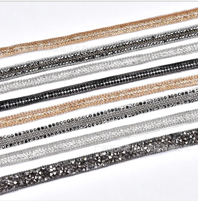 rhinestone tape Tube beads sequin With adhesive hotfix chain iron on wedding dress shoes bag clothing accessories DIY decoration