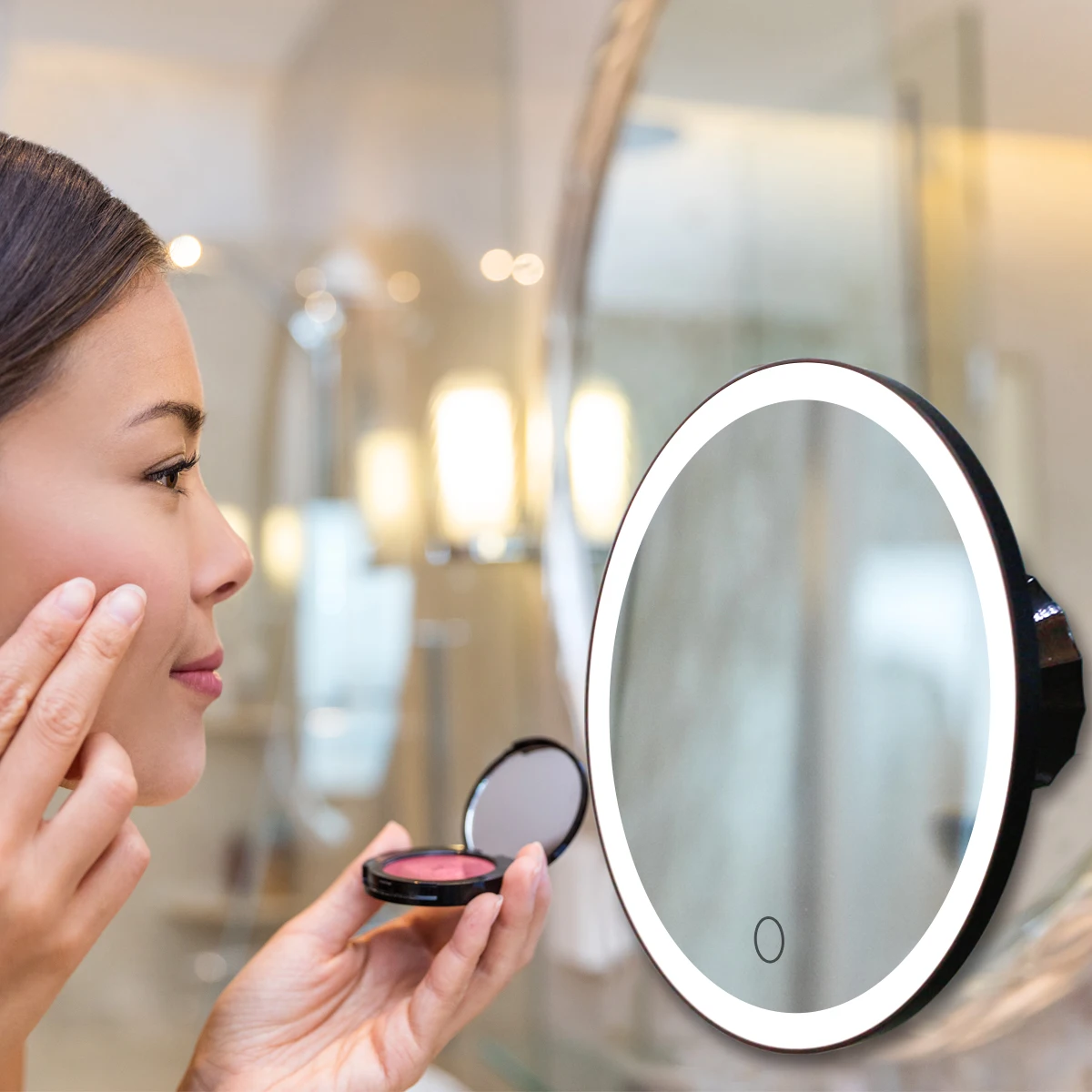 Suction cup Luxury Wall Mirrors Magnetic Round Wall Mirror With LED Light Bathroom Mirror Wall