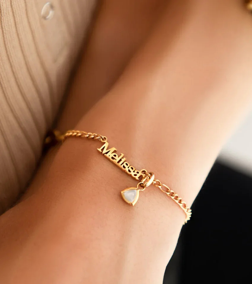 Personalized Customized Jewelry Daily Wear Chains 18K Gold Plating Custom Name Letter Bracelet