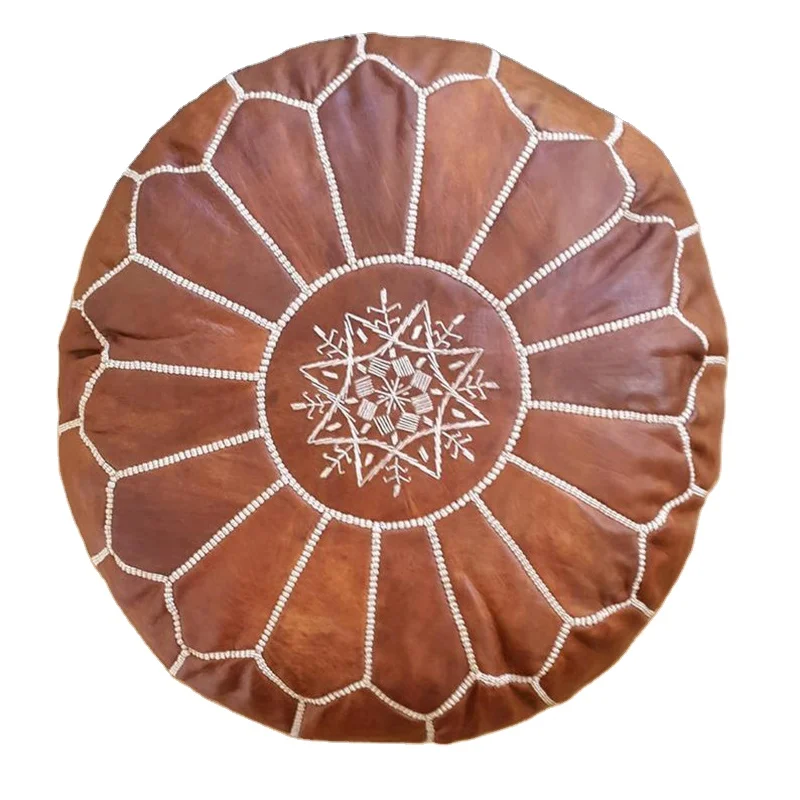 Moroccan leather Pouf ottoman handmade pouf footstool