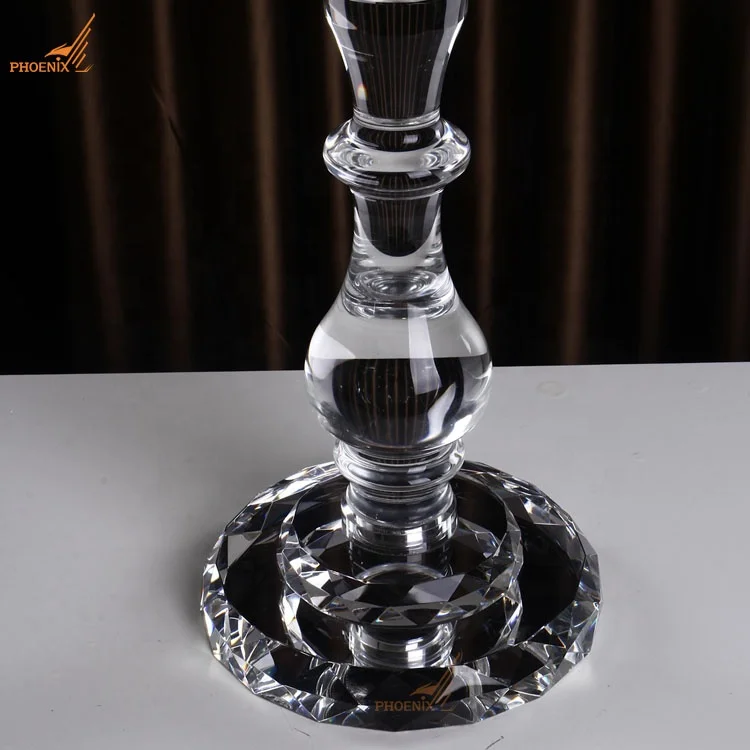 Popular 5 arms clear crystal candle stands glass hurricane candelabra weddings table centerpieces decorations