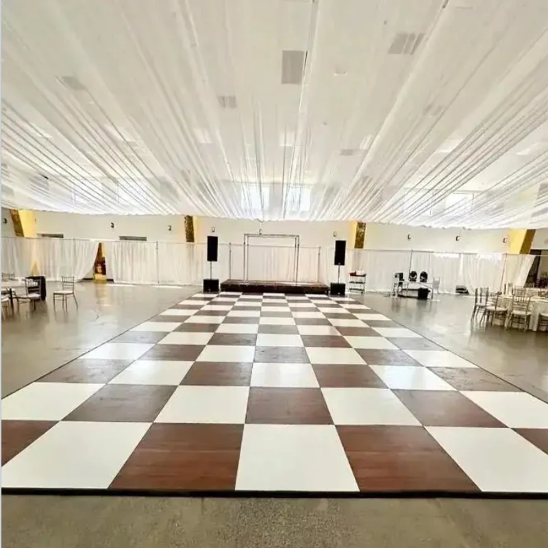New Arrival Wholesale Modular Wooden Garage Floor Vinyl Portable PVC Star Wedding Dance Floor