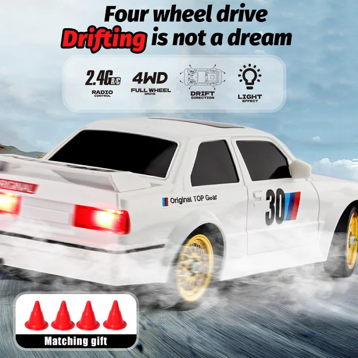 Vintage Design RTR Racing Car 30KM/H With Led Lights carros a control remoto para nios RC Drift Vehicle Toy For RC Hobby