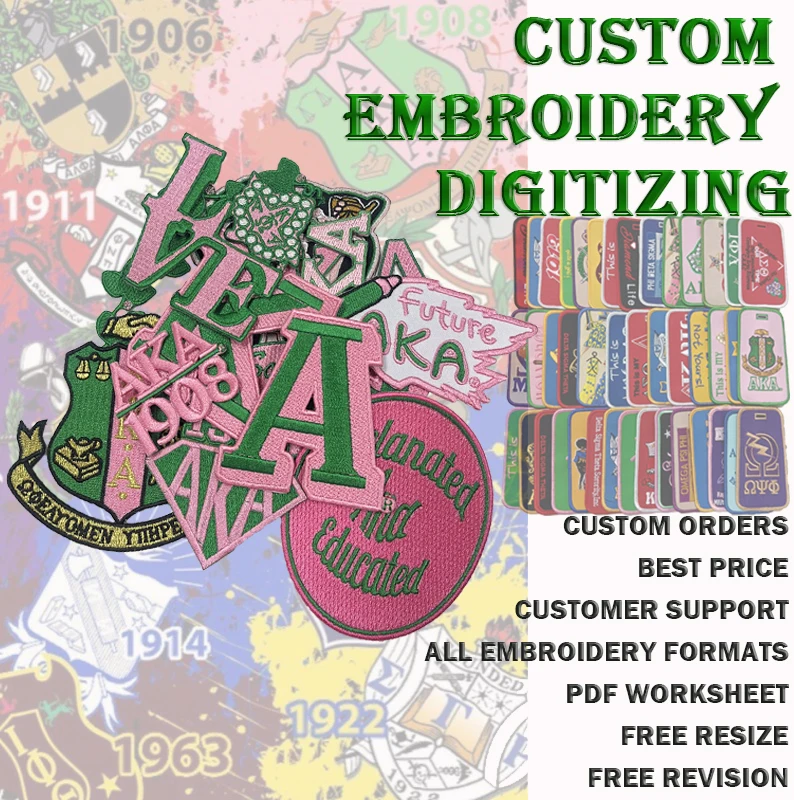 Custom sorority 1908 Patches j15 aka Patch pink embroidered 1911 Sorority logos Chenille Patches