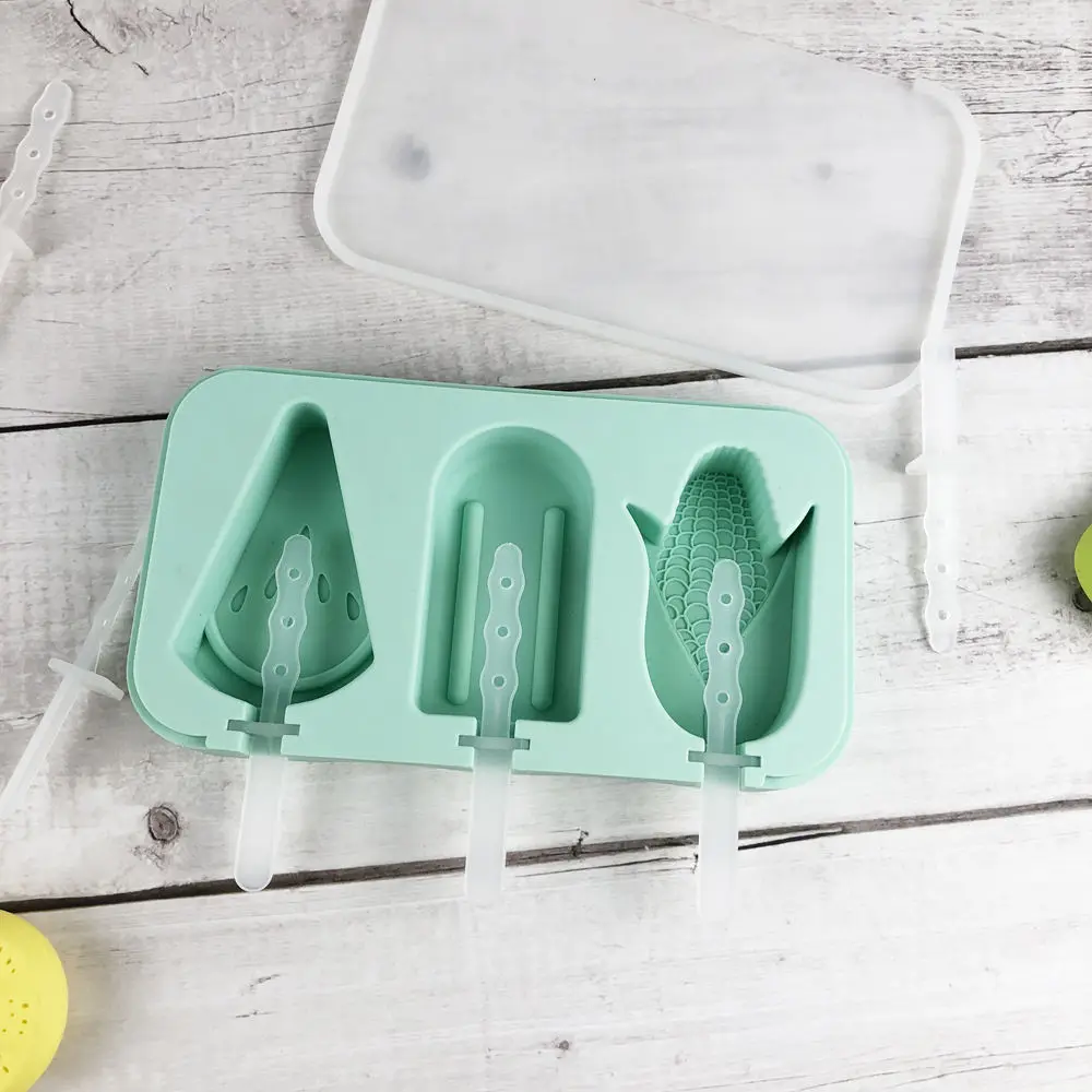 Diy Food Grade Bpa Free Ice Mold Tools Cartoon Ice Cube Maker Tray With Lid Silicone Popsicle Ice Cream Mold