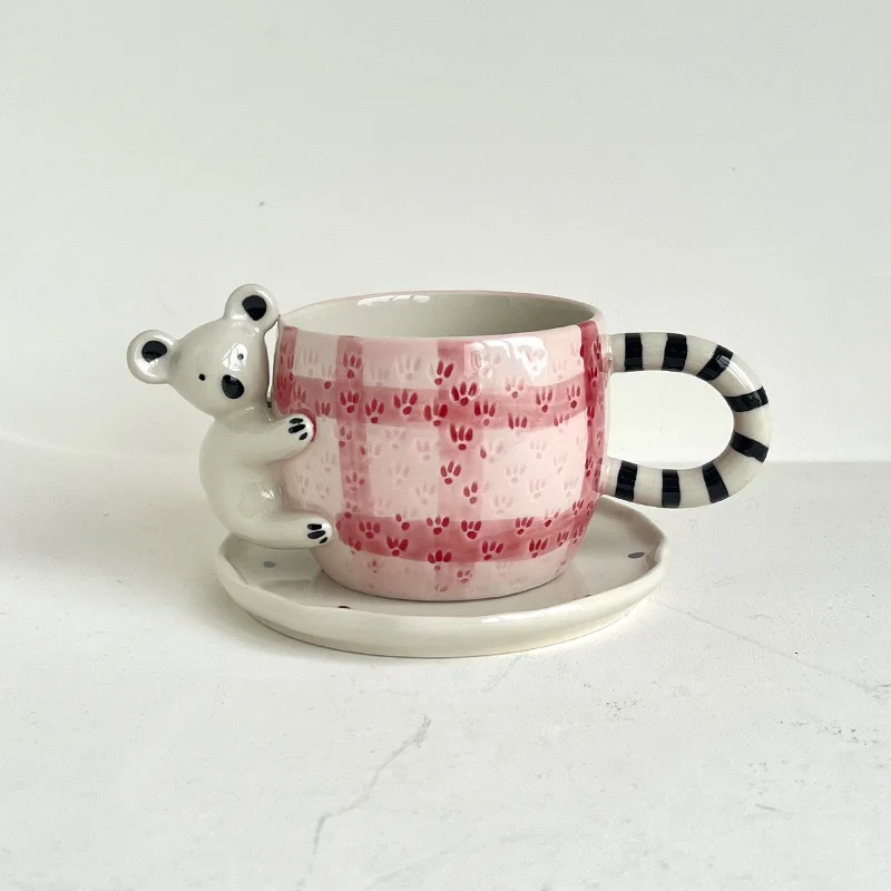Lelyi Factory direct selling ins 3d cute koala ceramic coffee mug unique cartoon afternoon tea cup set