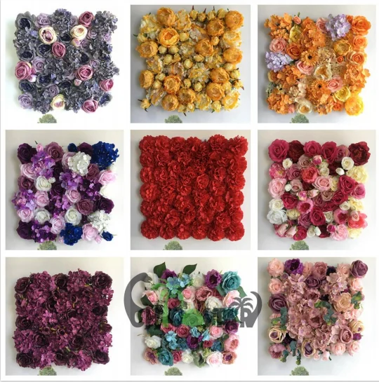 Faux Artificial hydrangea flower wall panel wedding decoration rose floral mat wedding backdrop