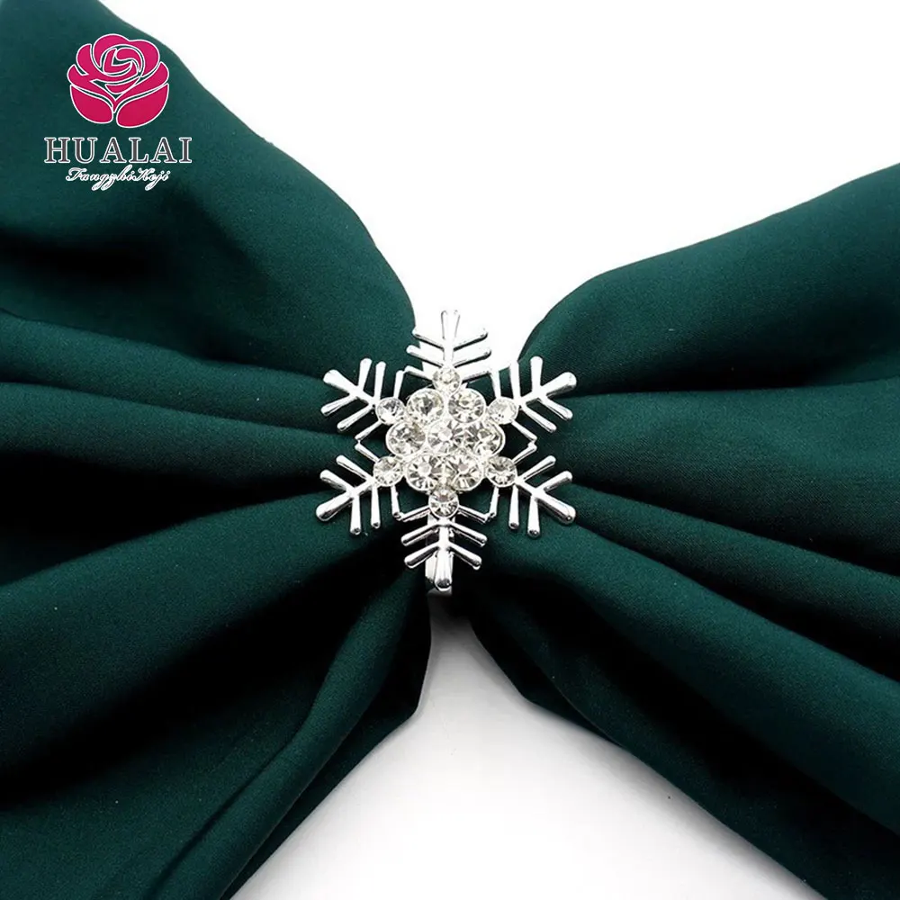 metal silver gold snowflake rhinestone christmas napkin ring for wedding