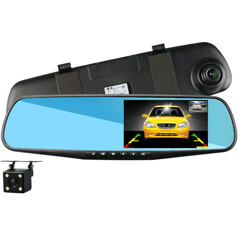 Digital Video Recorder Rear View Mirror Dual Lens 4.3 inch Car Camera Recording DVR