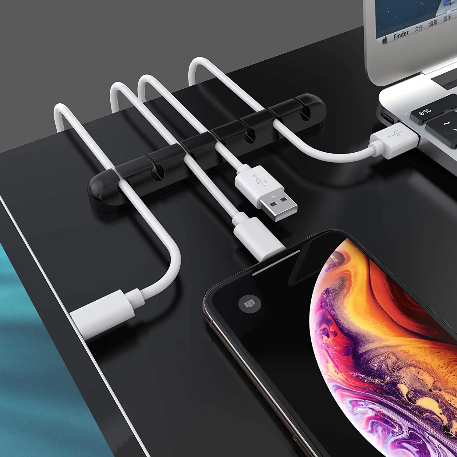 Cable Holder Clips Management Cord Organiser Clips Silicone Self Adhesive for USB Charging Cable Power Cord Mouse Cable Wire PC