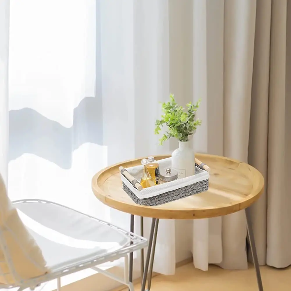 Wicker Baskets for Organizing with Handle Decorative Storage Bins for Countertop Toilet Paper Storage