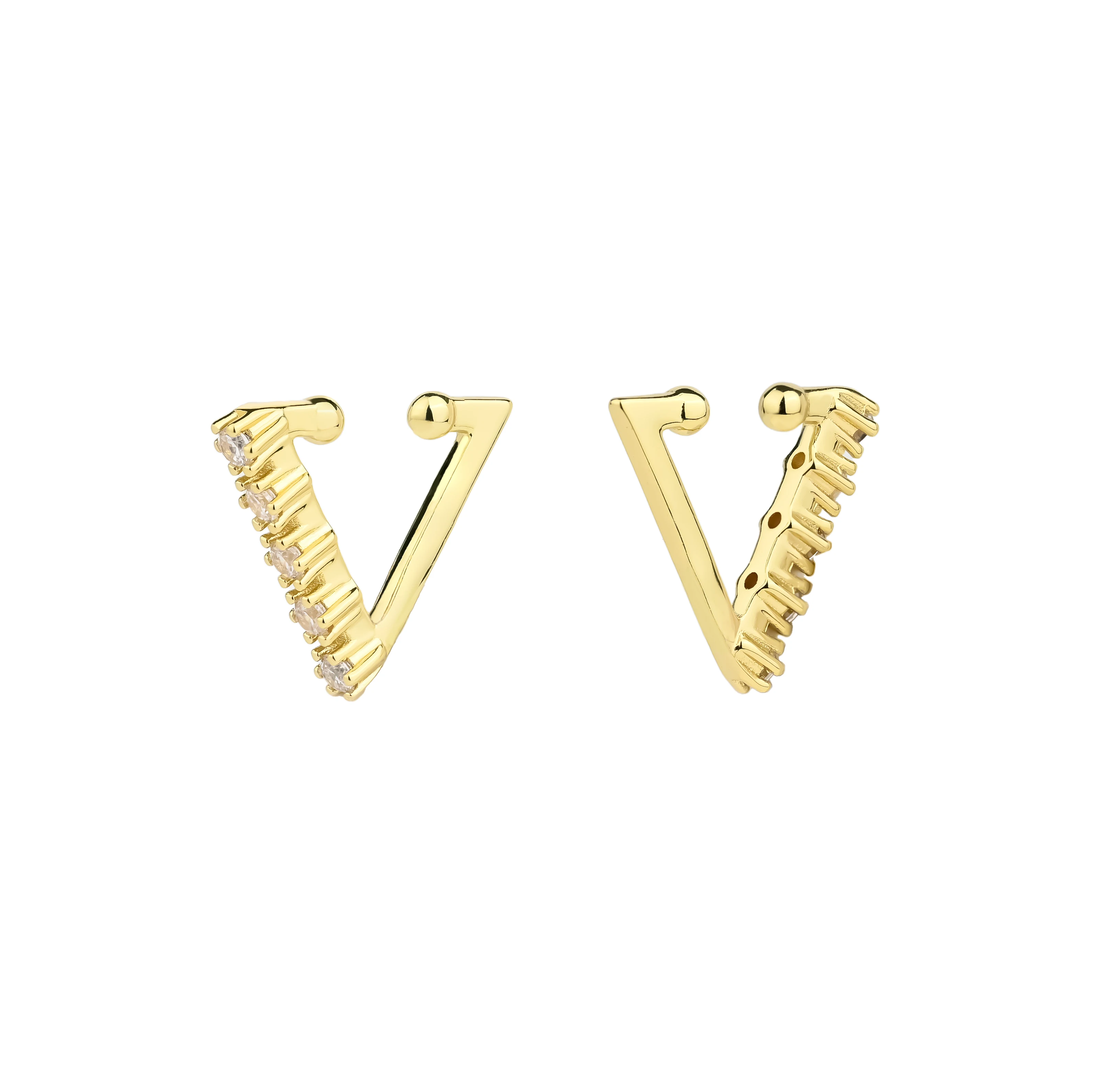 14K Gold Plated O X Letter Clip-On Earring Plain Simple C Shape No Hole Ear Cuff Cartilage Non-Piercing Cuff Earring