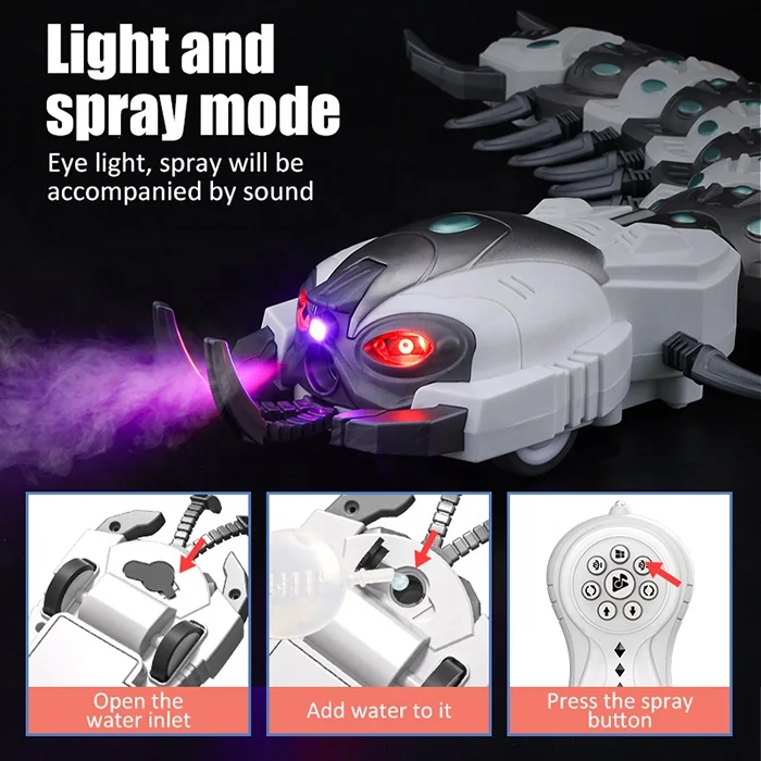 Electronic 2.4g Rc Toy Music Dance Light Mist Spray Robot Toy Remote Control Centipede Rc Animals Halloween Christmas Gift