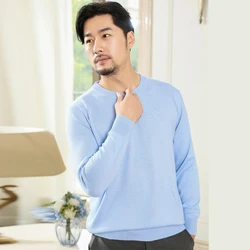 Плюс Размер мама трикотаж 2021 Новые свитера; Сезон осень-зима; Модные Повседневные вязаные топы с О-образным вырезом, в сплошном цвете, Мужская пуловер свитер