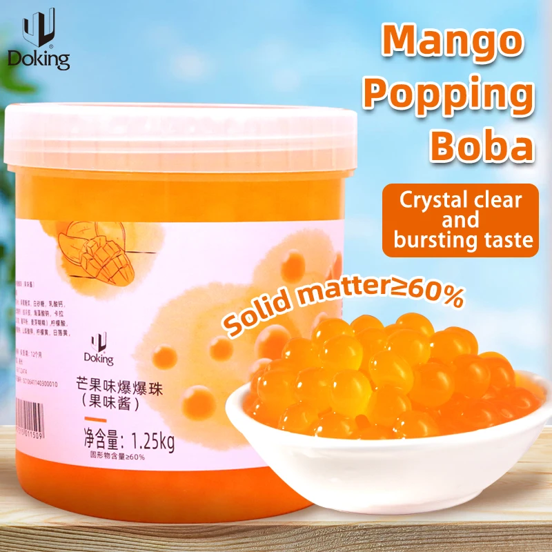 Doking Multiple Flavors Bubble Tea Boba Mango Flavor Popping Boba Tea Bubbled 1.25kg CN