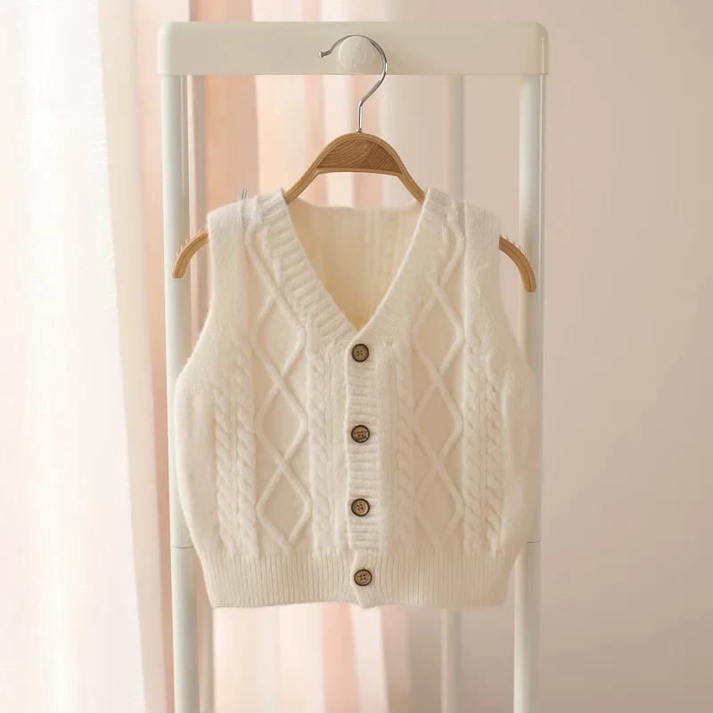
Leesourcing best selling GOTS certified organic cotton knitted baby sweater v neck vest 