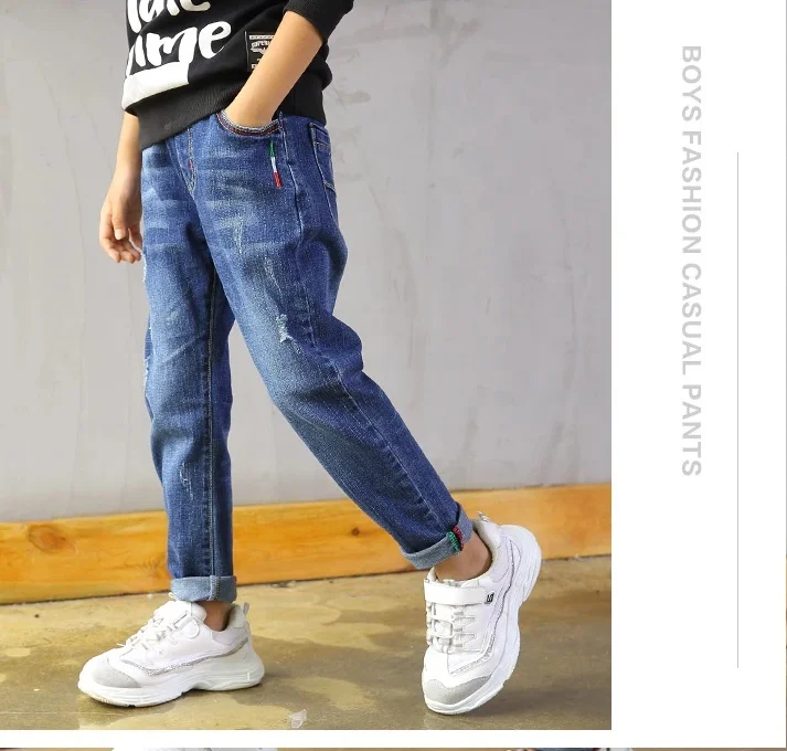 Boys Pants 2020   Kids Jeans Elastic Waist Stretch Denim Clothes Children Trousers For 4 to 14 Years Boy Pencil Leggings