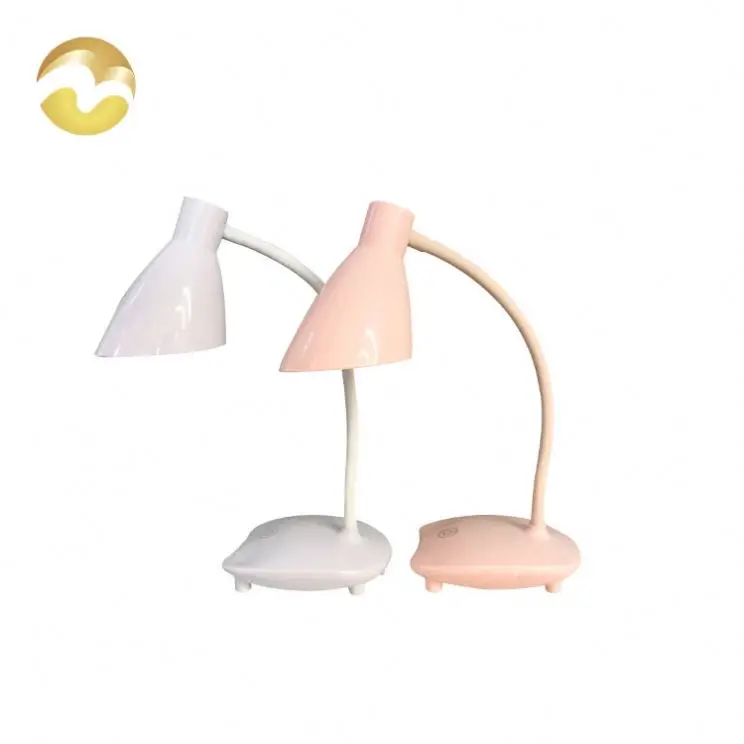 Factory direct sale cute white/pink desk lamp touch switch rechargeable