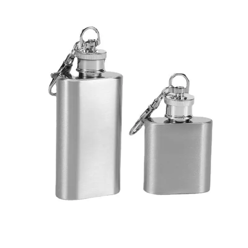 Portable Keyring Flat Stainless Steel Pocket Mini 30ml 1oz 2oz Keychain Hip Flask
