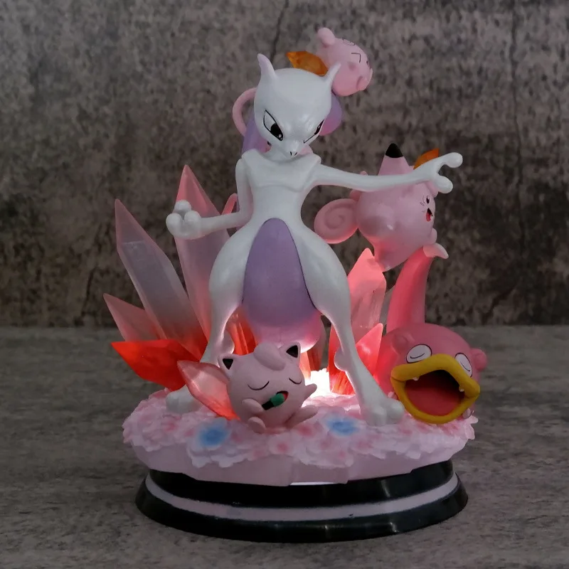japanese Anime figure poke  Lapras Squirtle Mew Mewtwo Charmander with light action figures for Collection of ornaments