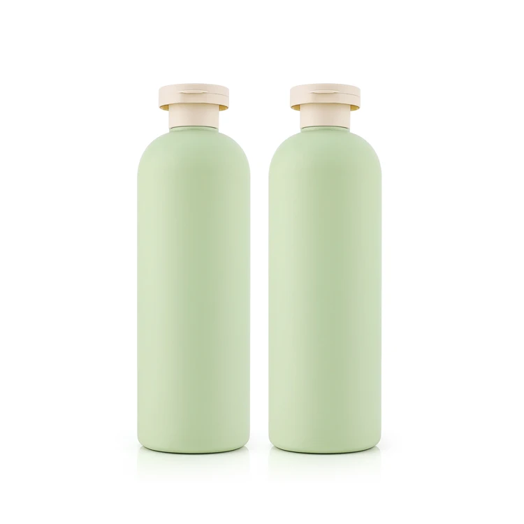 Eco friendly hair body skin care bottles set toner lotion shower gel wash shampoo container empty green hdpe plastic bottle