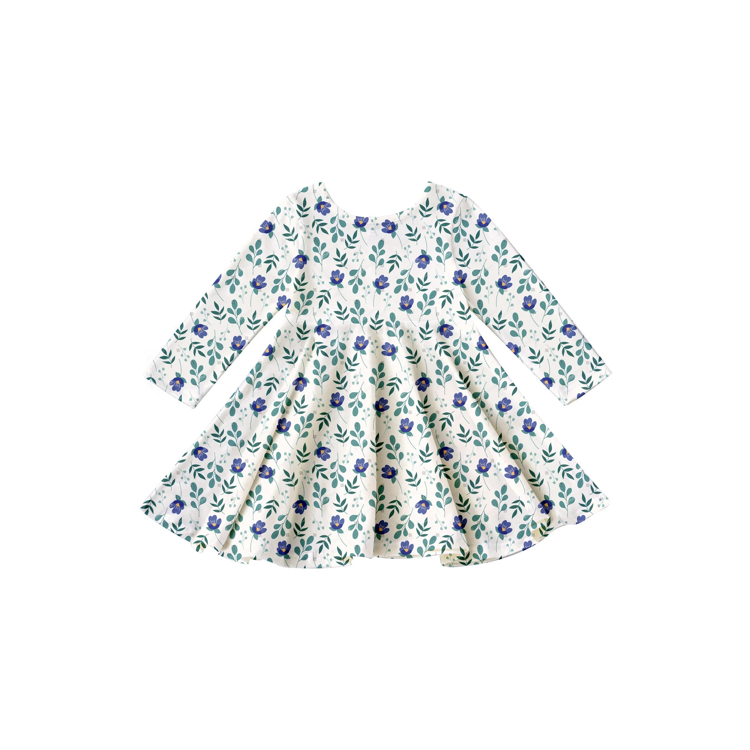 Girlymax fall 2022 floral flower pumpkin Plaid Orange Long Sleeve A-LIne Twirl Knee Length Baby Girls Dresses Kids Clothing