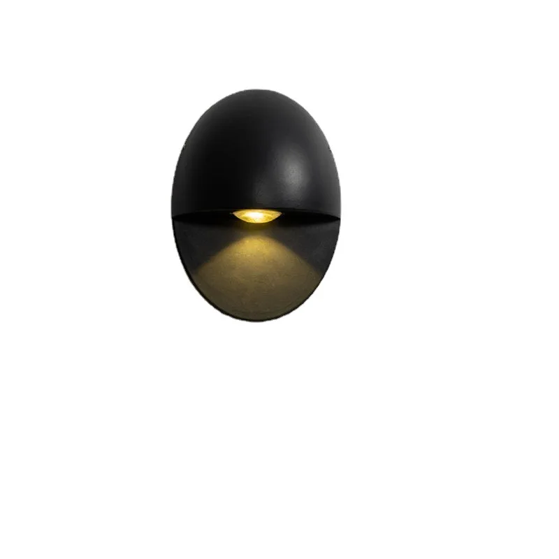 1W Egg-shape Modern Solid-colour Warm White Wall Lamp Metal Up and Down Waterproof Outdoor Lights for House Porch Garage