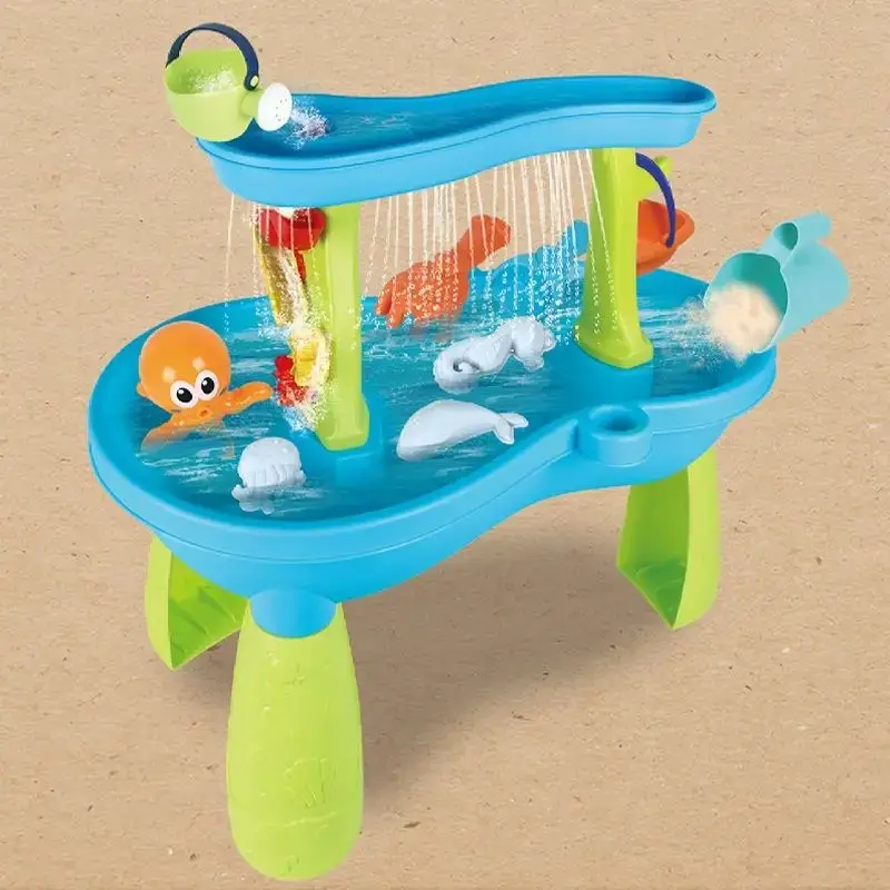 Toddlers Outdoor Sand Water Plastic Sensory Summer Activity Big Water Beach Sand Playing Table Toys Set for Kids