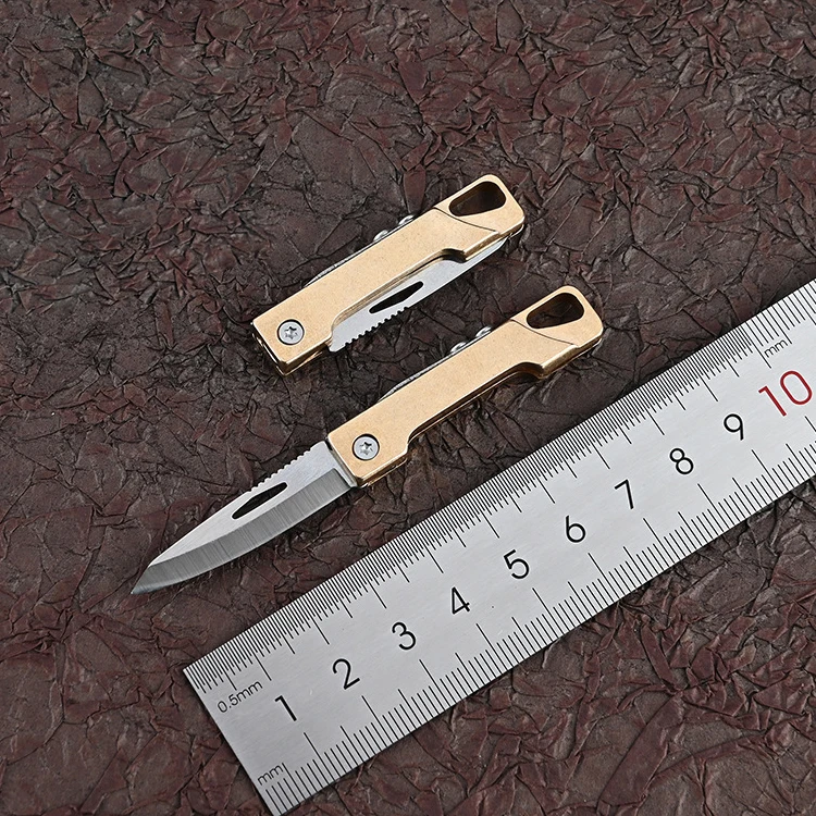 Brass folding Mini knife Carry-on disassembly express knife Keychain pendant portable Mini knifes