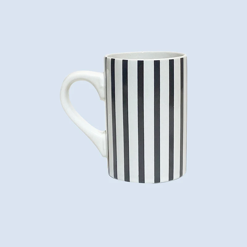 
Simple style ceramic white mugs black stripe water cup coffee cup milk cup 