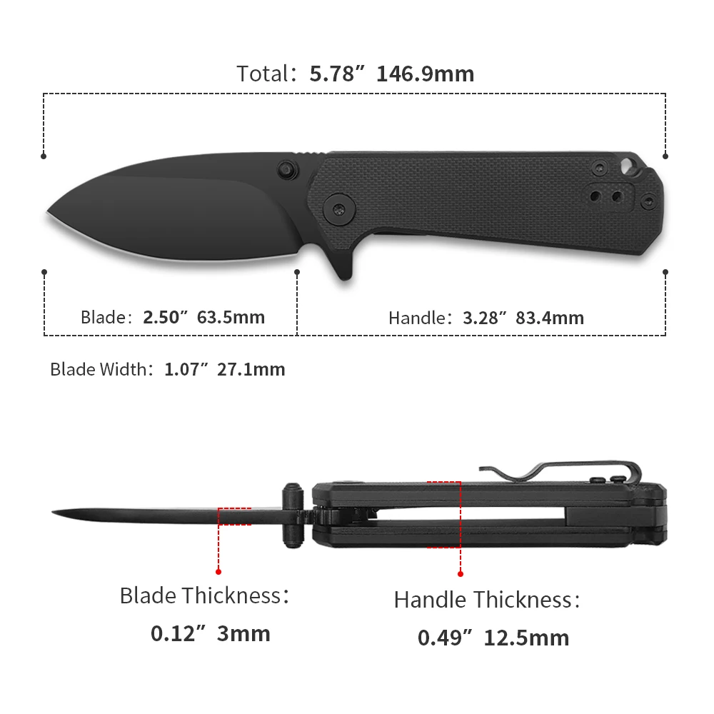 mini size D2 AUS-8 steel blade black color G10 handle survival folding stainless steel gift mimi knife
