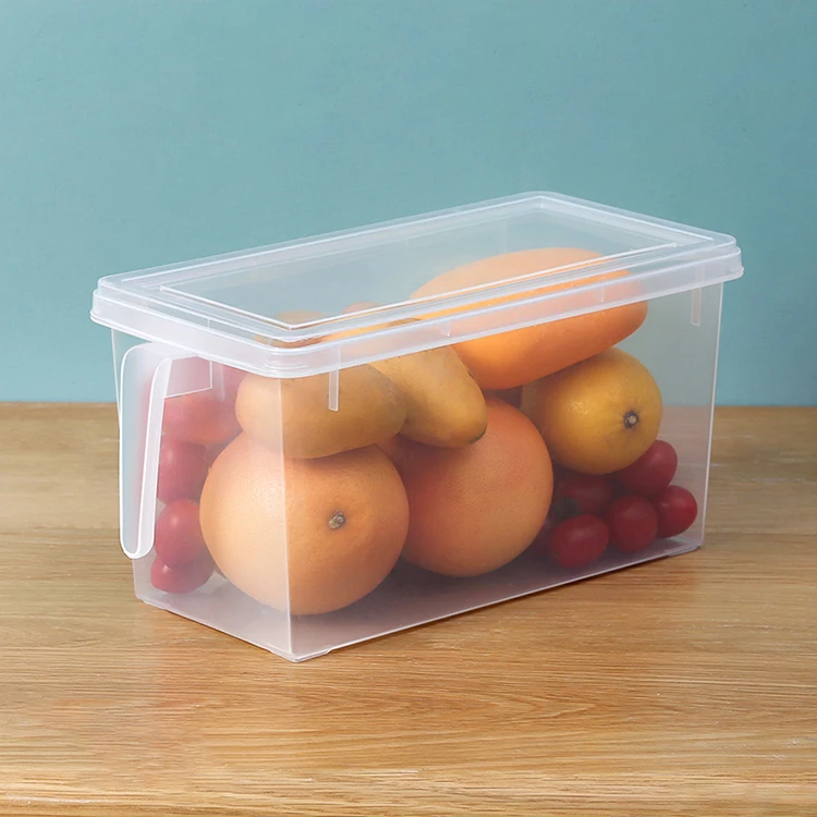 Food container plastic rectangle transparent 5L refrigerator storage box with handle lids