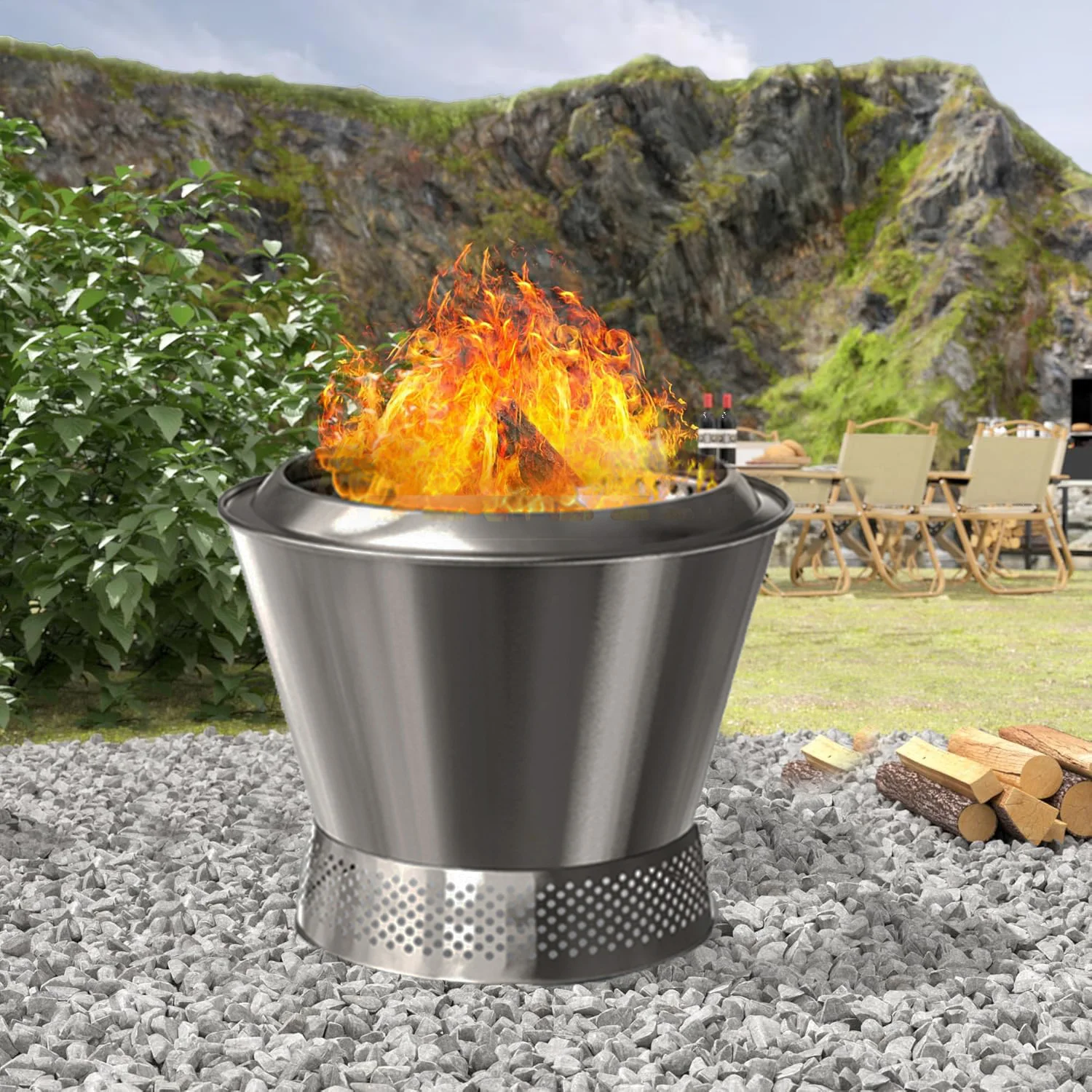 Smokeless Fire Pit Wood Burning Pellet Firepits with Ash Pan Portable Fire Pit Low Smoke Bonfire Fire Pit for Outside