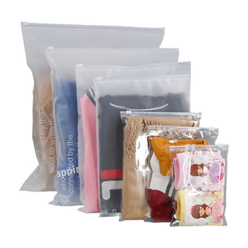 Custom Printing Frosted Transparent Plastic Poly Zip Lock Packaging Bags for Clothes