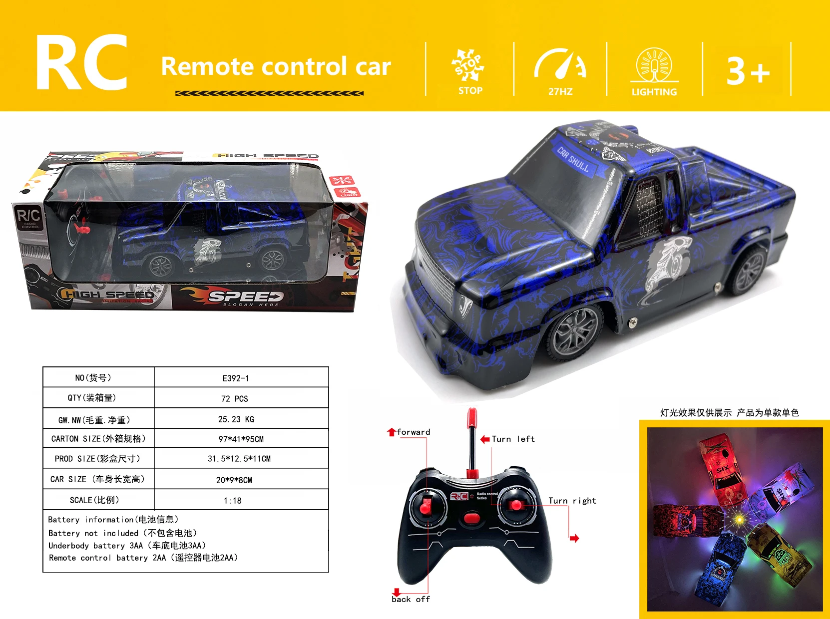 Remote Control Car Simulation Car Hobby Model 1:18 Scale 4WD Pickup Truck Off-road  Car Remote Controller