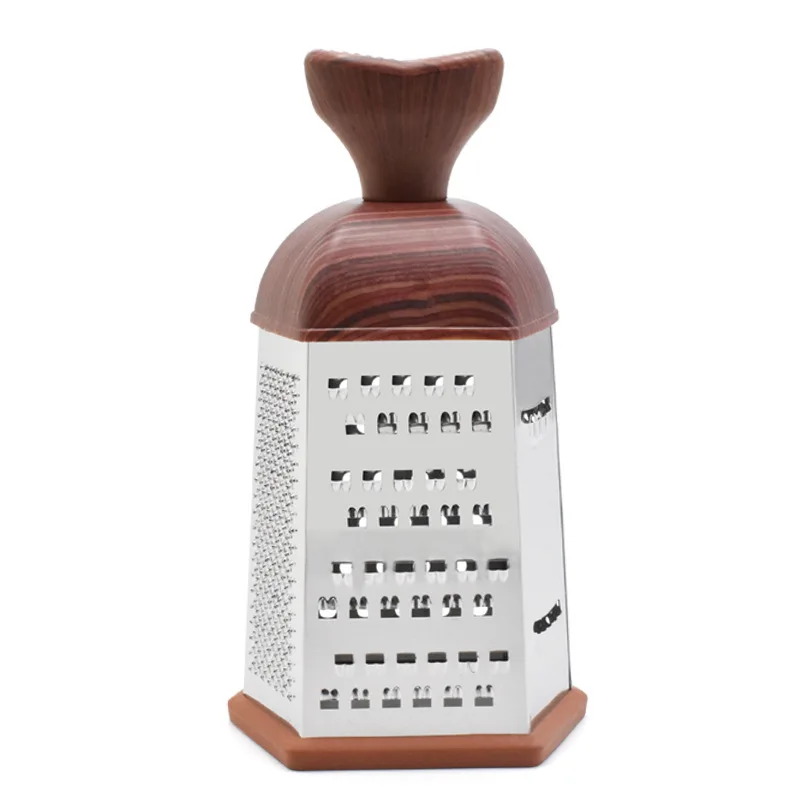 Kitchen Wood grain covered with heart-shaped Cheese 6 Sides Stainless Steel Grater For Vegetable