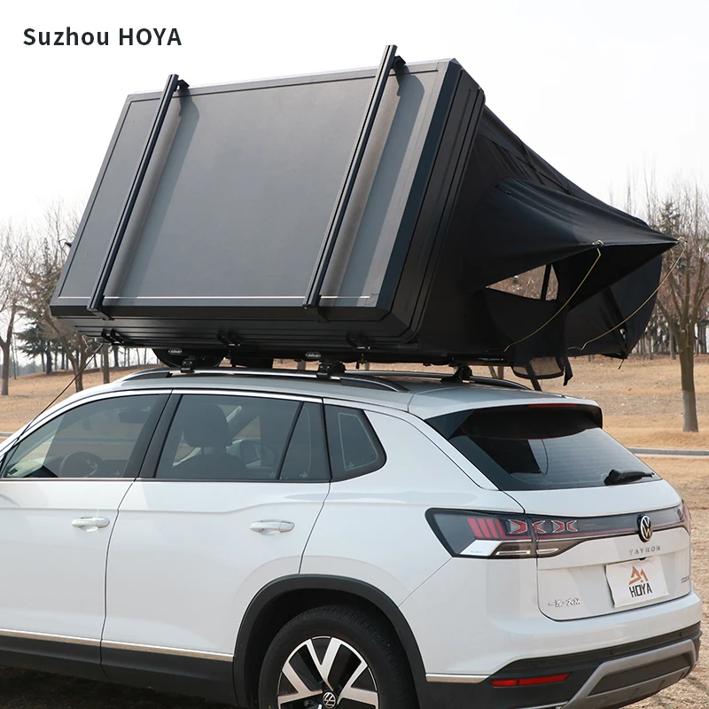 HOYA Custom Roof Top Tent with Awning Annex Led Bar Luggage Rack Skycamp Side Opening Roof Tent Hard Shell 4 Person