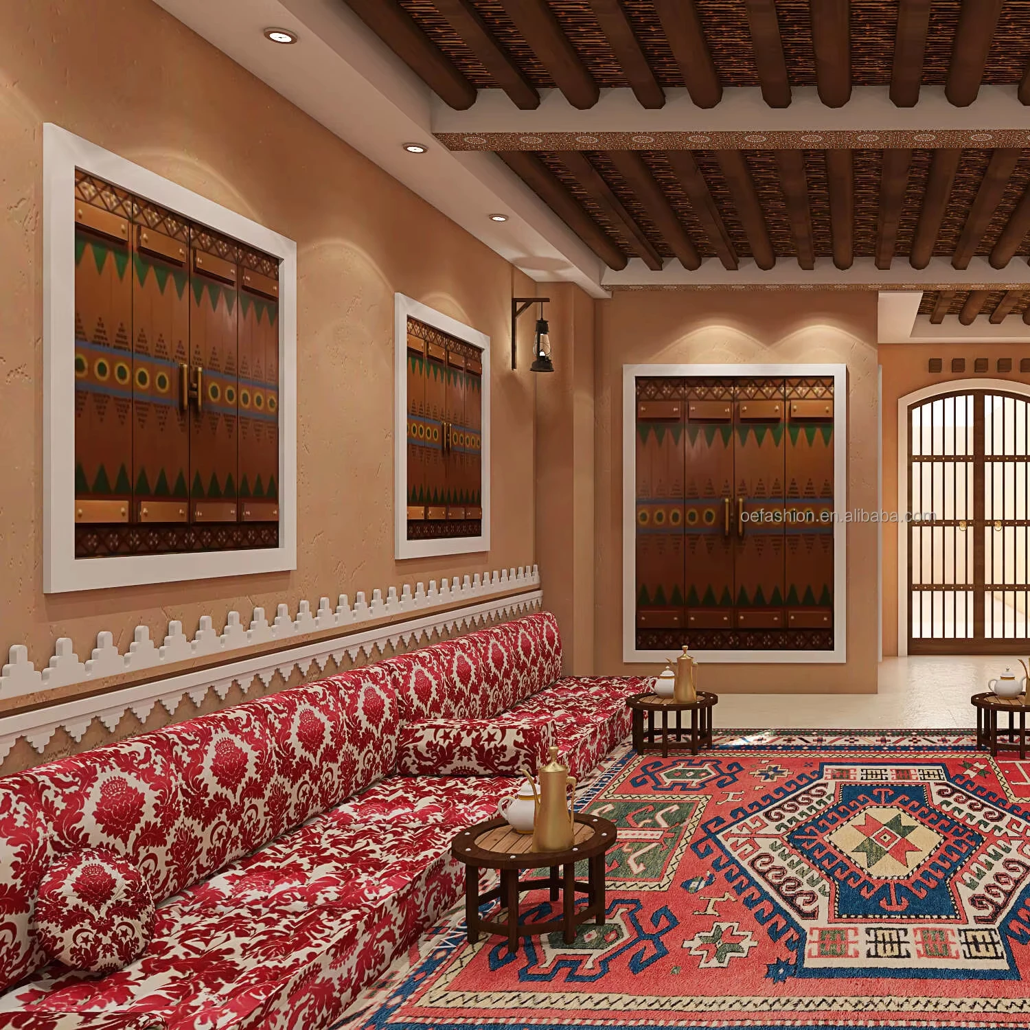 OE-FASHION French royal Rococo wood carved 16 seaters antique Arabic majilis sofa set Majles Arabia Majles Mejalis