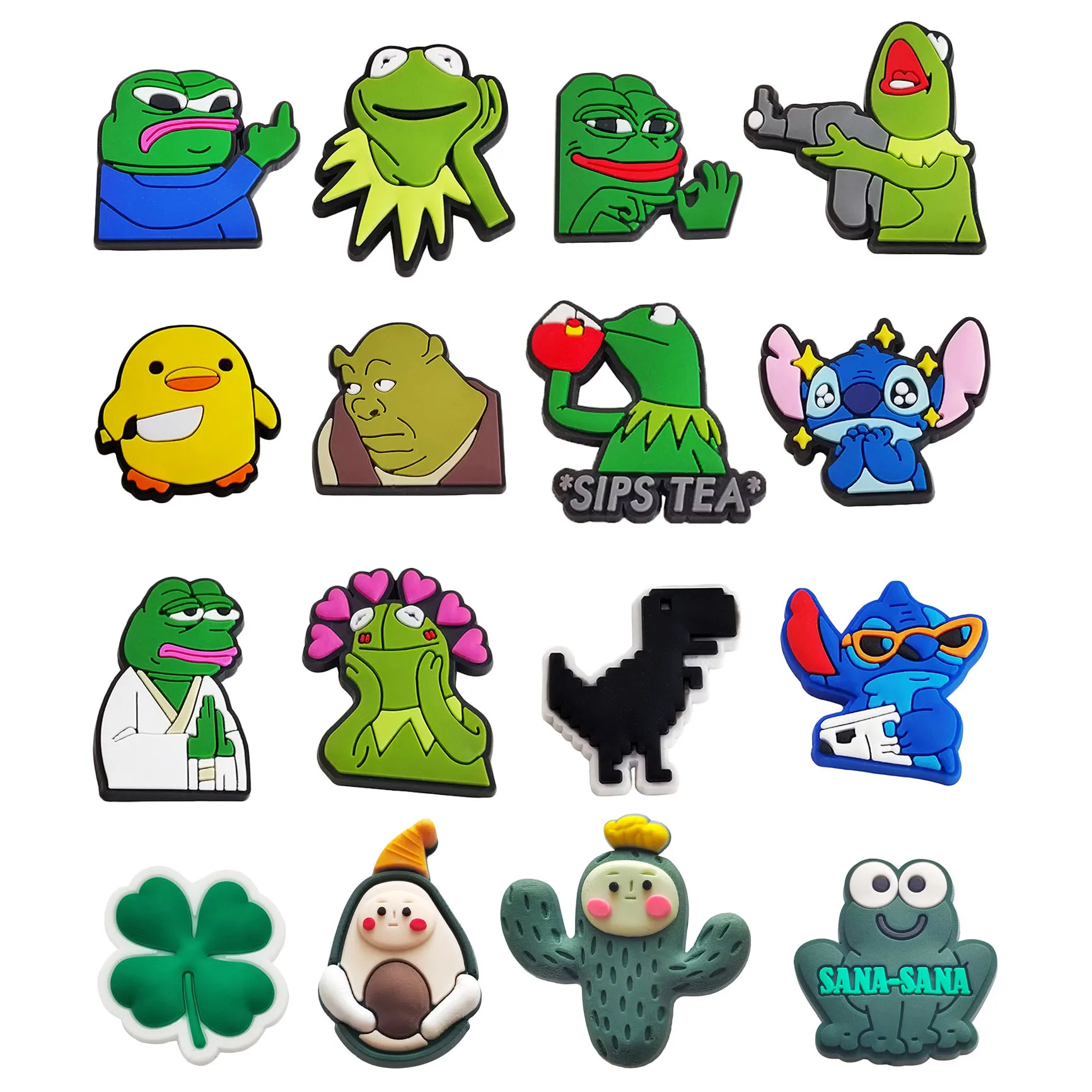 Shoe Charms Accessories Decorations Sad Frog PVC Croc Buckle for Kids Party Xmas Gifts