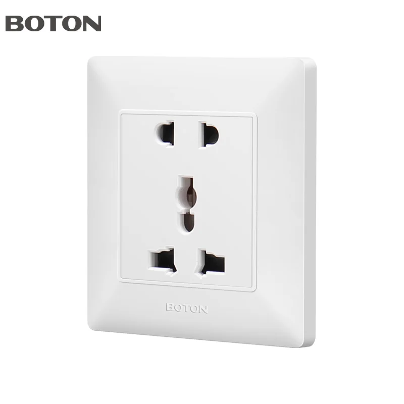 5 Pin Socket 10A 250V Flush Type High Quality PC Material Universal Wall Socket
