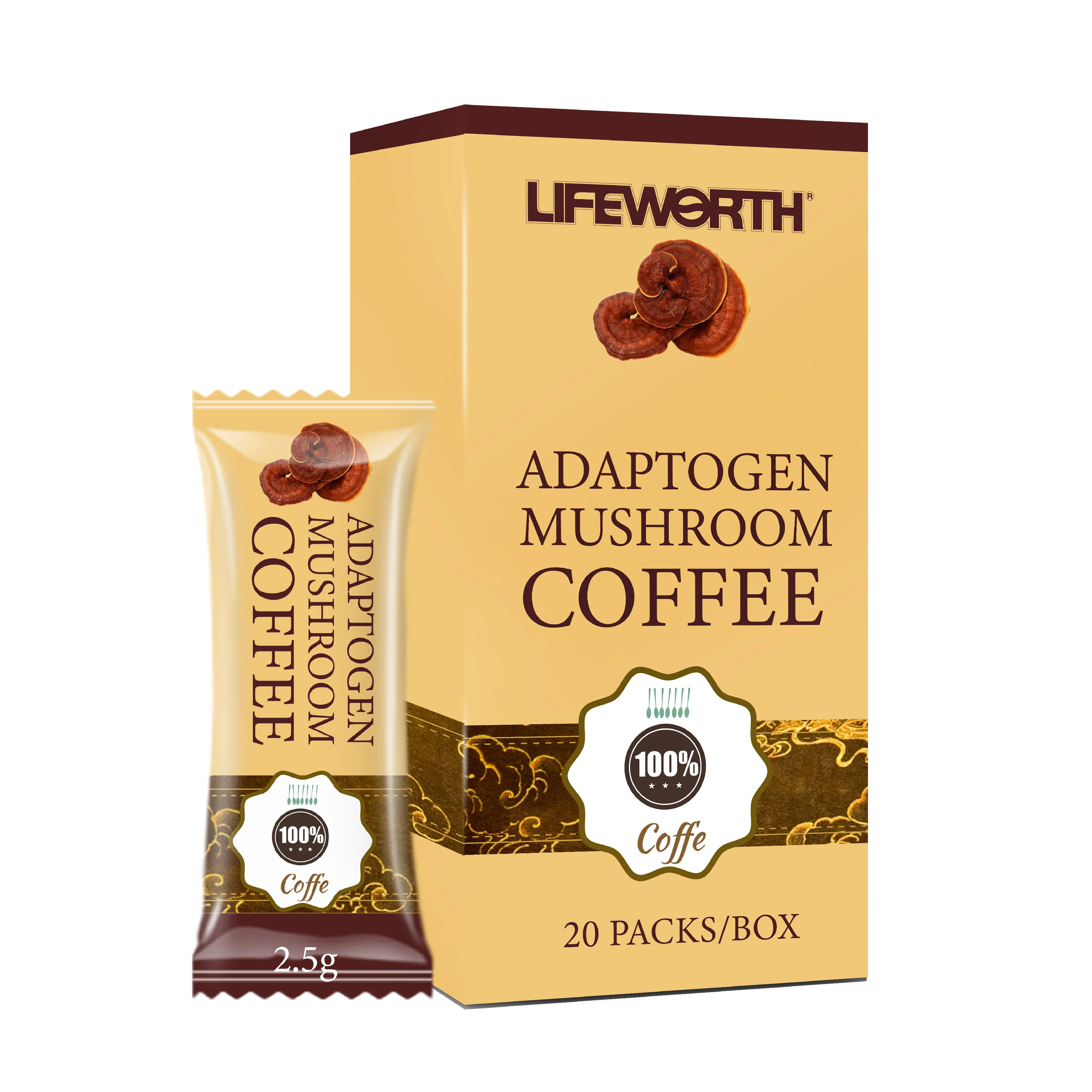 Кофе Lifeworth Ganoderma, бесплатный образец, оптовая продажа, органический Ganoderma Lucidum Reishi гриб Lingzhi, мгновенный черный кофе