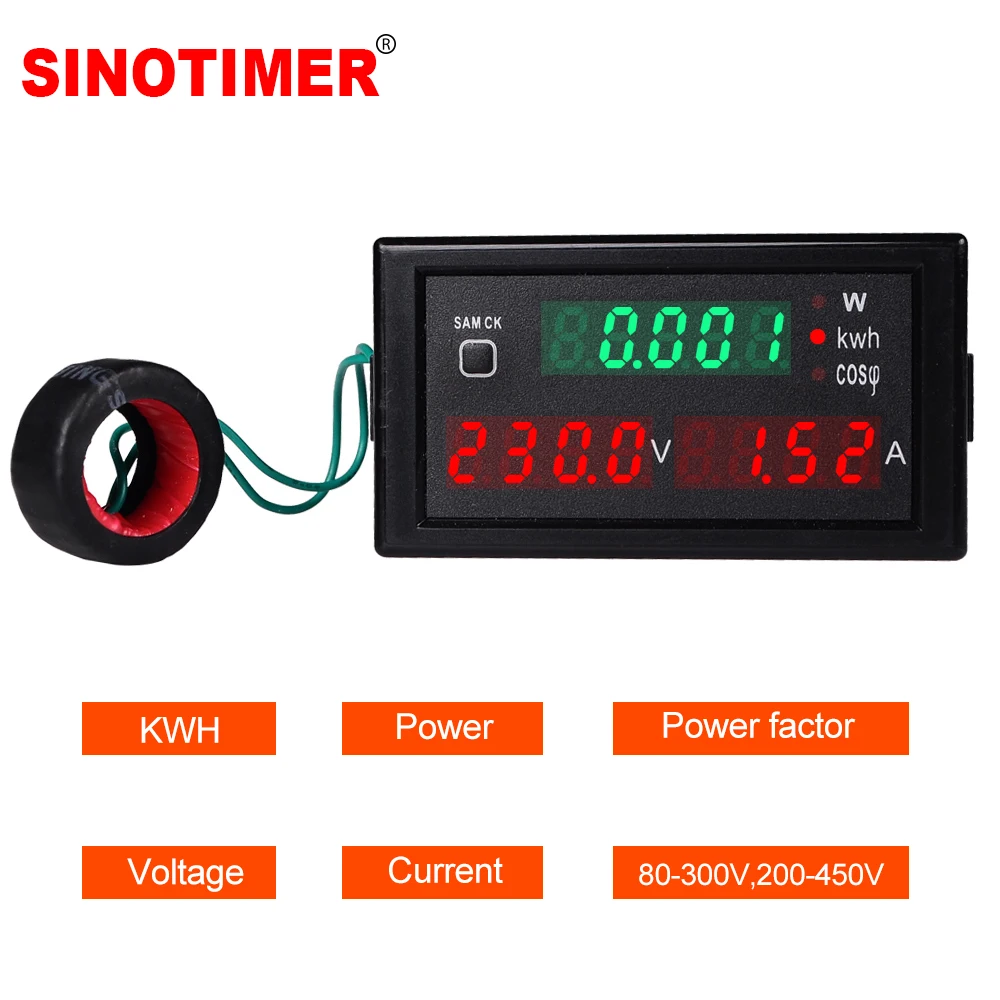 Din Rail LCD Digital Voltmeter Voltage Current Power Wattmeter Electric Energy kWh Meter Frequency Volt Amp Monitor AC 220V 110V