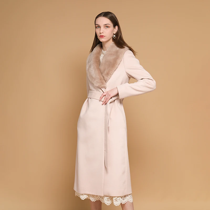 Huiquan finest quality bulk purchase solid color plain shirt for ladies khaki woman wool blend outerwear