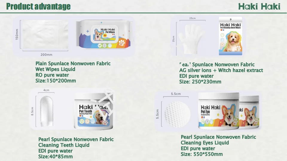 Haki Haki Pet Wipes for Dogs Alcohol Free Fragrance Hypoallergenic Cleaning Disposable Custom OEM ODM Wholesale Pet Wet Wipes