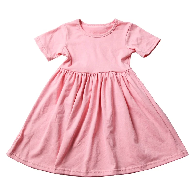 Yulan Wholesale High Quality Kids Girls Short Sleeve Dress Comfortable and Soft Cotton Clothes Summer Girls Dress