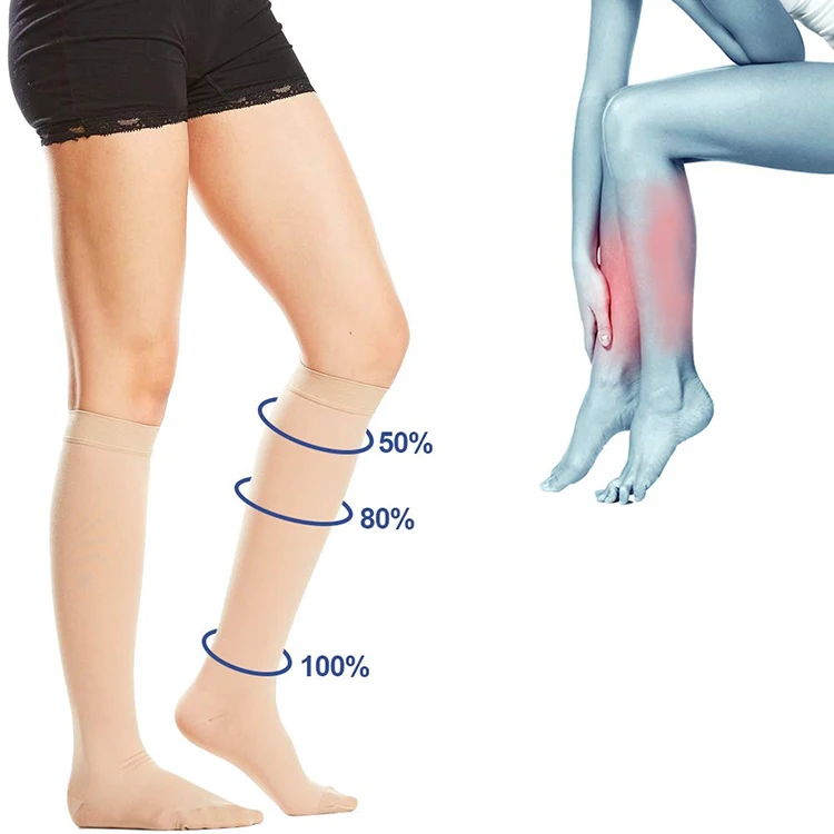 Enerup custom nylon black flesh-colored unisex socks Antibacterial 20-30mmhg long socks compression medical socks