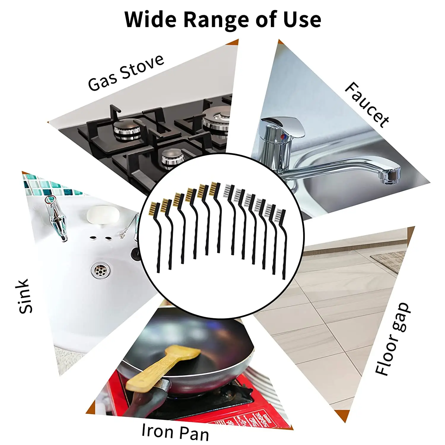 3Pcs Mini Stainless Steel Nylon Brass Bristles Brush Set for Cleaning And Rust Removing 7 Inch Industrial Wire Brushes