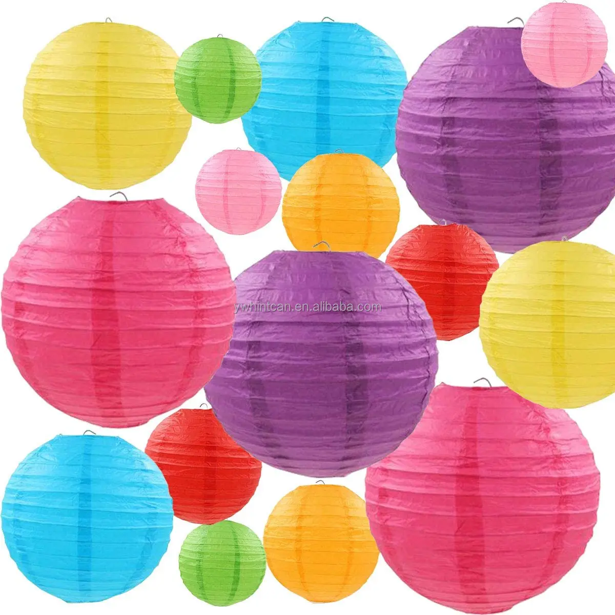 Hintcan Custom color Round Chinese paper hanging lanterns DIY hanging ball lamp paper wholesale hanging decoration