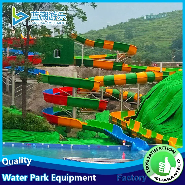 Combination large spiral water slides for swimming pool theme park
