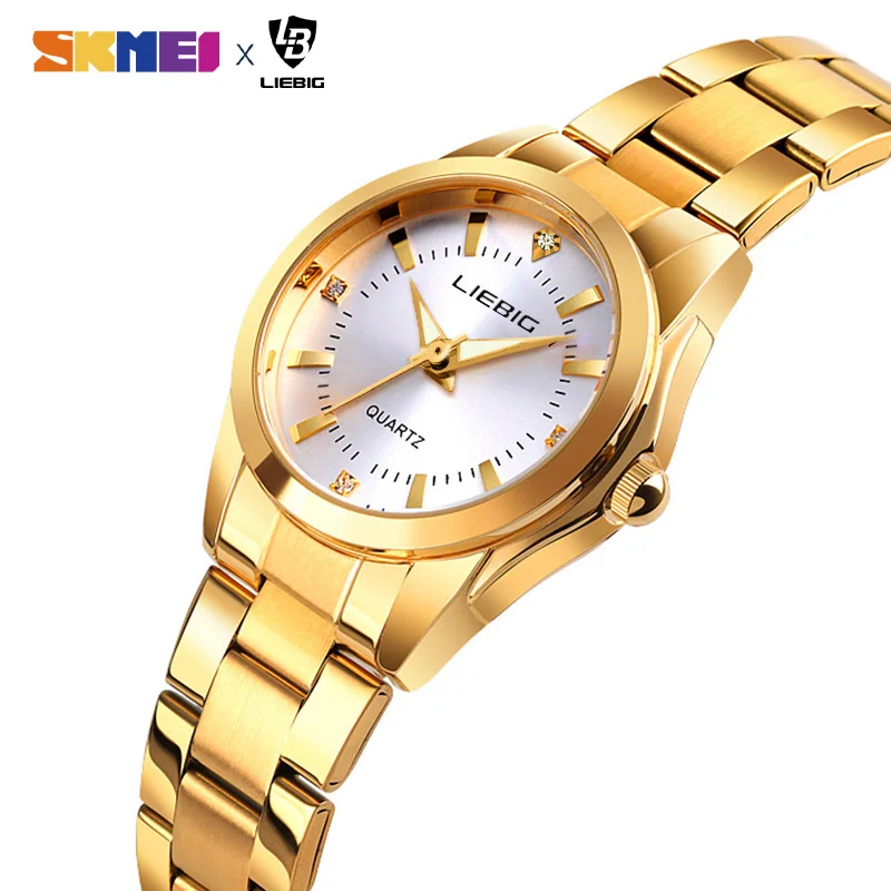 SKMEI Brand Luxury High Quality Cheap Price Ladies Quartz Watch Women Sport Business Wristwatch Gold Watch Glass Alloy Round 9mm